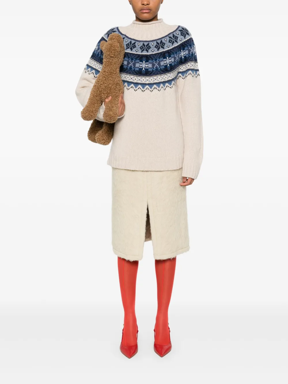 Eric Bompard Sweater met print - Beige