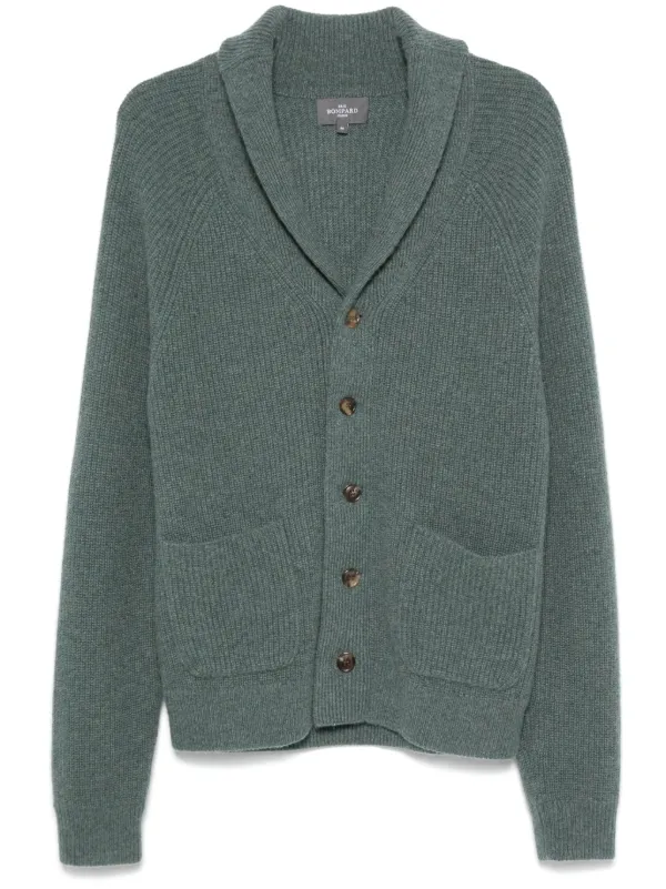 Eric Bompard Ribbed shawl collar Cardigan Green FARFETCH IE