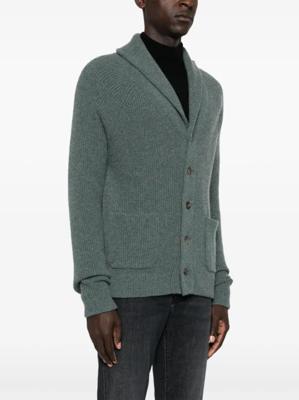 Eric Bompard Ribbed shawl collar Cardigan Green FARFETCH AZ