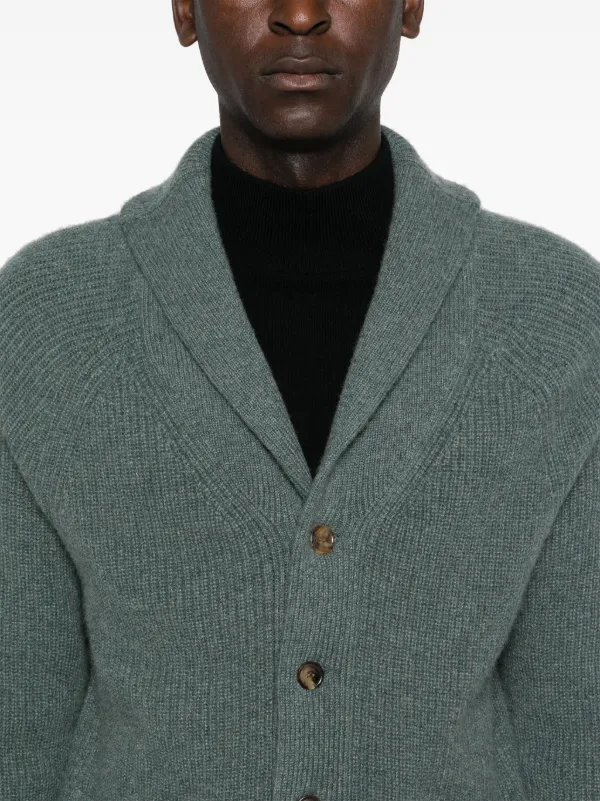Eric Bompard Ribbed shawl collar Cardigan Green FARFETCH IE