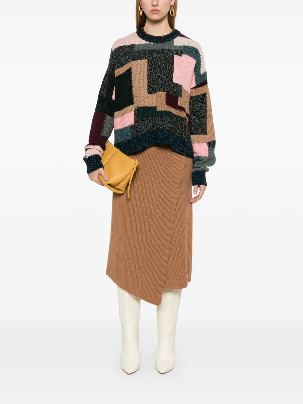 Eric Bompard Geribbelde midi-rok - Bruin