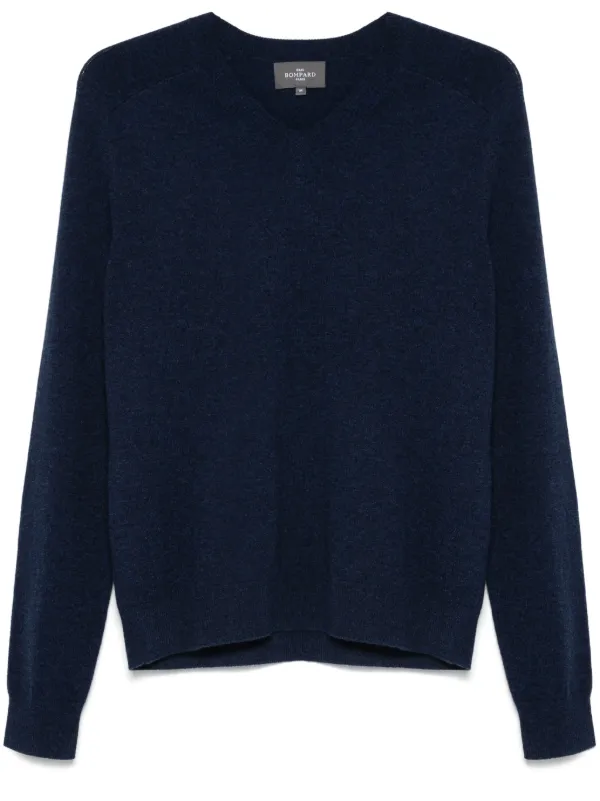 Eric Bompard Hammered V neck Sweater Blue FARFETCH AE