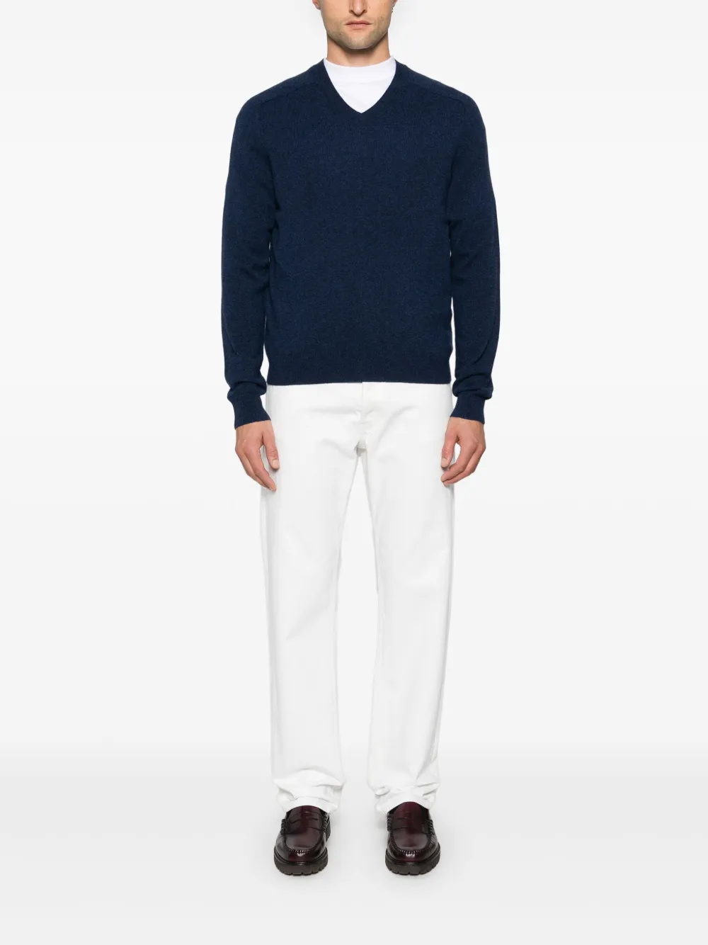 Eric Bompard Trui met V-hals en hamer mouwen - Blauw