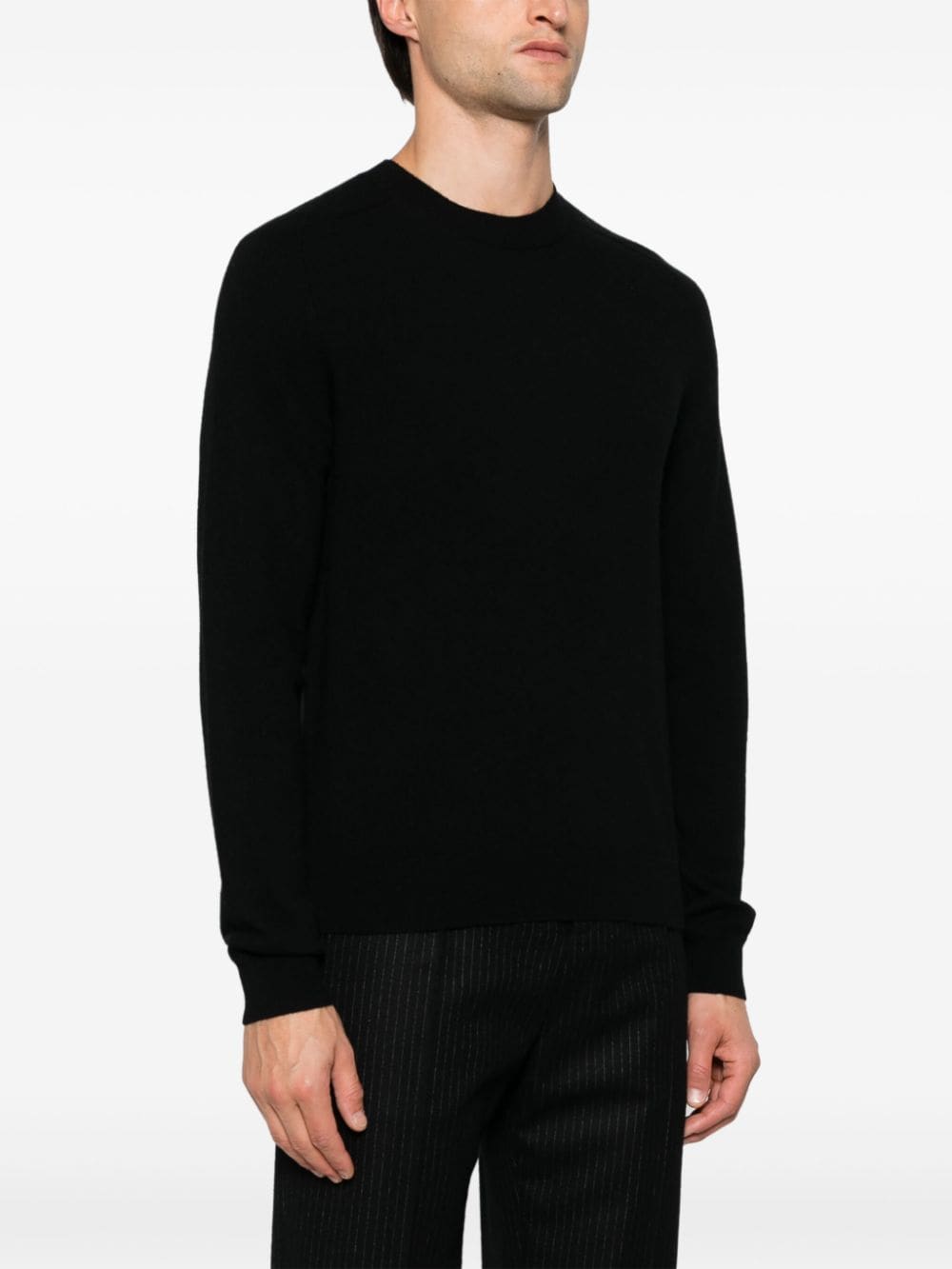 Shop Eric Bompard Hammer-sleeve Round-neck Sweater In 黑色