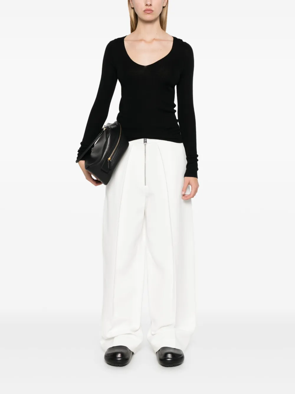 Eric Bompard Trui met v-hals - Zwart