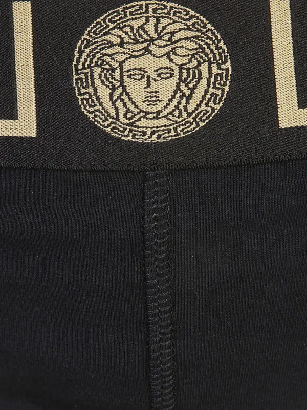 [送料無料] 新品 ヴェルサーチ グレカ柄メドューサコットンブリーフ ブラック Versace グレカ メドゥーサ スリーピース ブリーフ セット