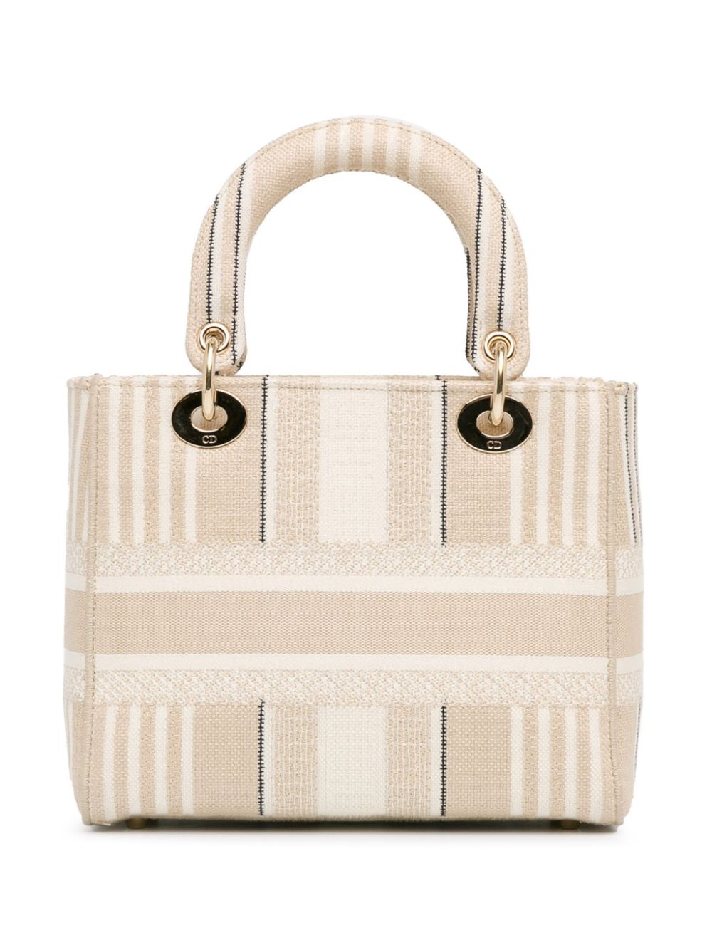 Christian Dior Pre-Owned 2020 Medium Canvas Striped Lady D-Lite satchel - Bruin