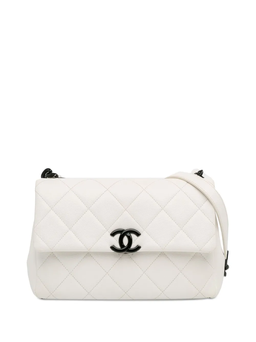CHANEL Pre-Owned 2020 キャビア My Everything フラップ ショルダーバッグ M - ホワイト CHANEL Pre-Owned 2020 キャビア My Everything フラップ ショルダーバッグ M - ホワイト