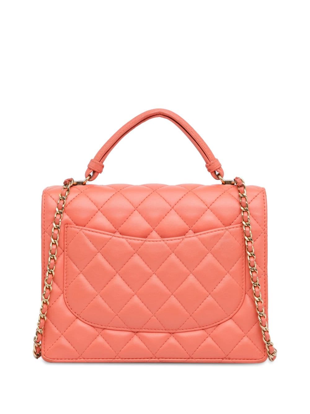 CHANEL Pre-Owned 2016-2017 CC Quilted Lambskin Top Handle Flap satchel - Oranje