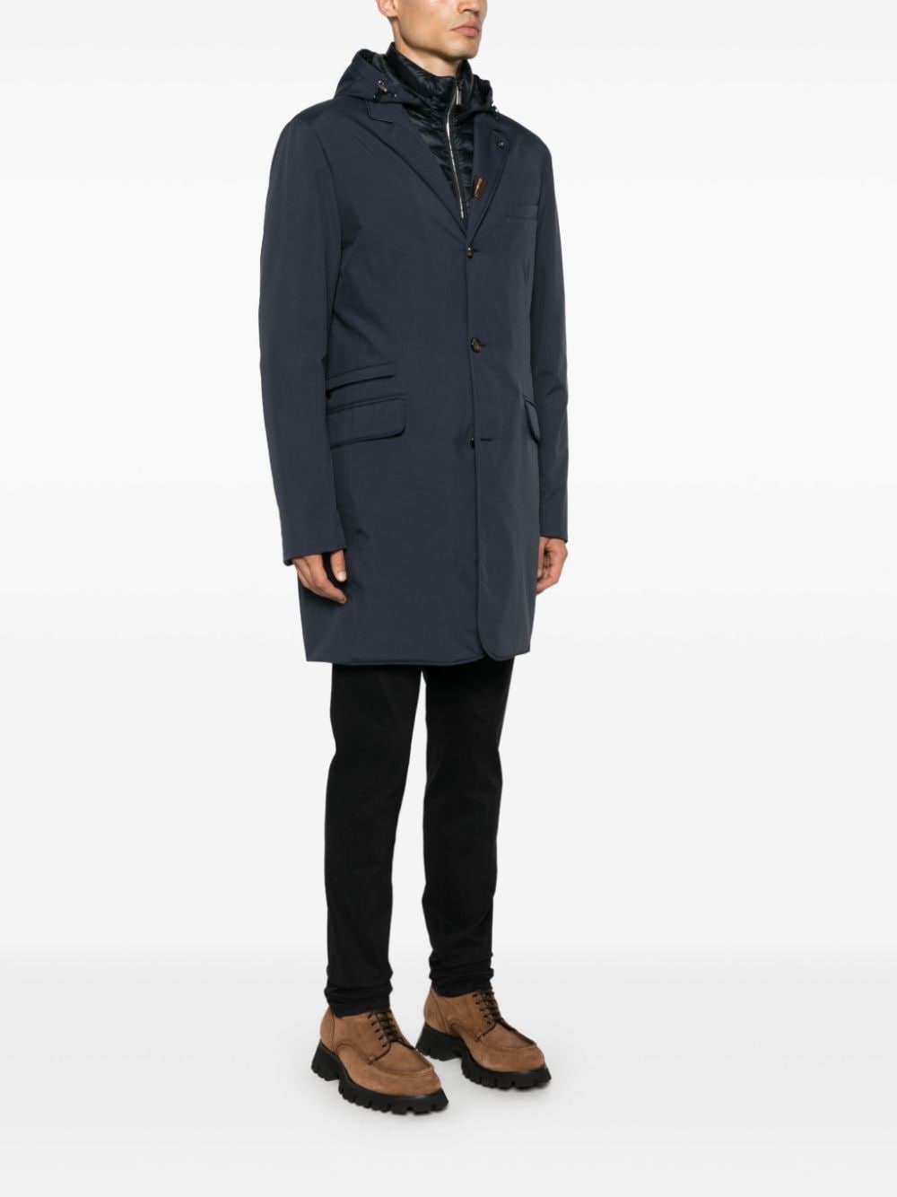 Shop Moorer Redon-pum Coat In Blue