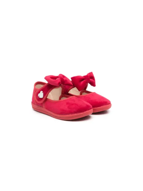 Monnalisa bow-detailed velvet ballerinas