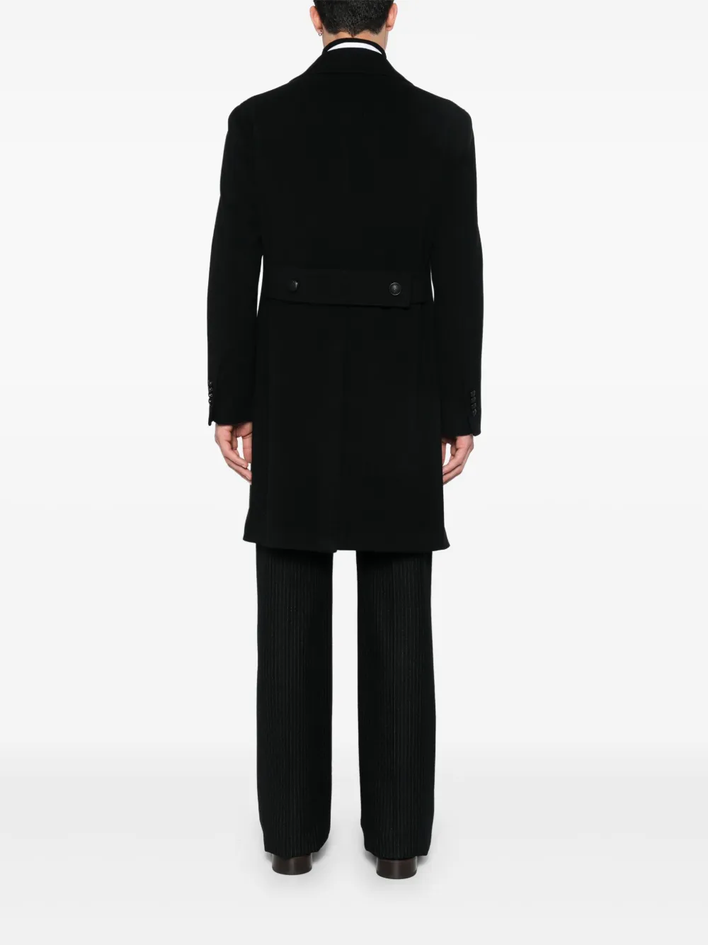 Tagliatore Arden Blue Double-breasted Coat With Classic Revers In Virgin Wool Man In Blue