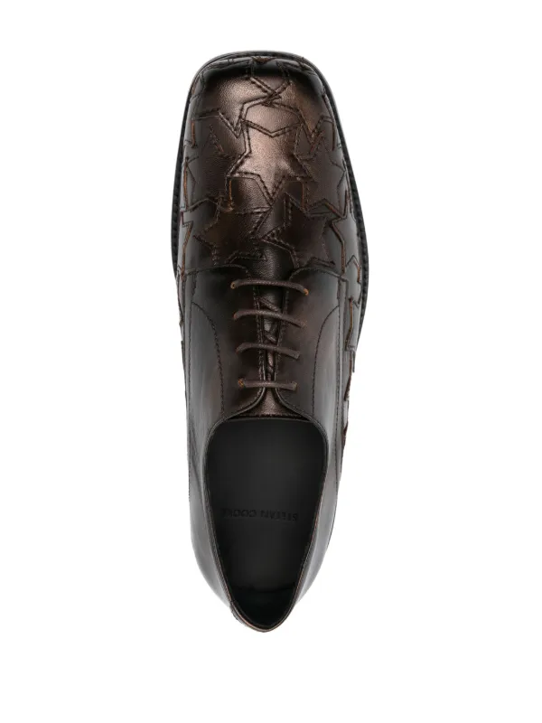 STEFAN COOKE ブラウンレザーシューズ　サイズ40 Stefan Cooke Star square-toe Derby Shoes | Brown | FARFETCH