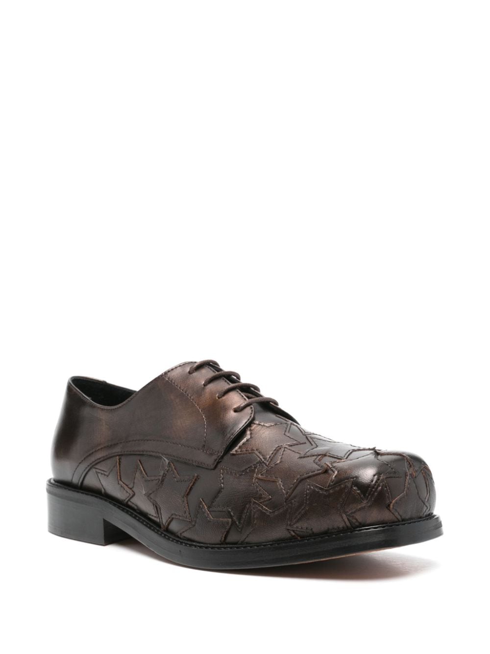 Shop Stefan Cooke Star Square-toe Derby Shoes In Brown