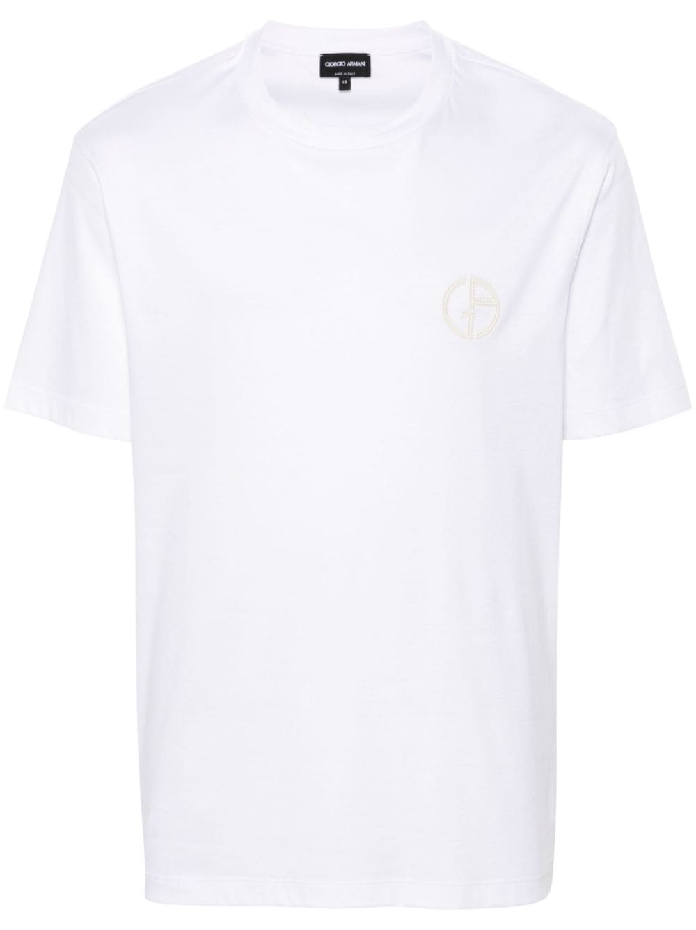 Shop Giorgio Armani Embroidered-logo T-shirt In 白色