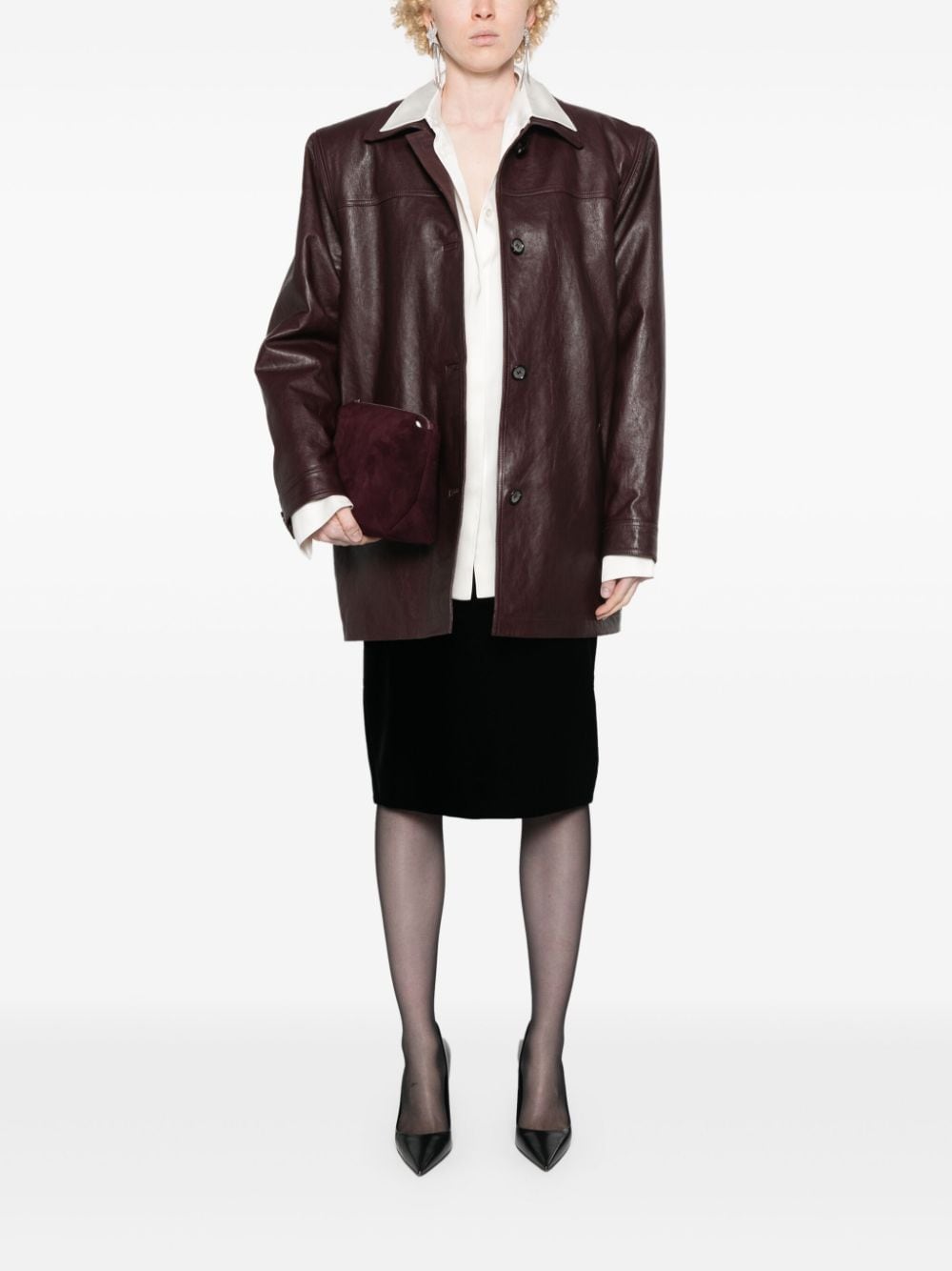 Magda Butrym logo-embossed short coat - Rood