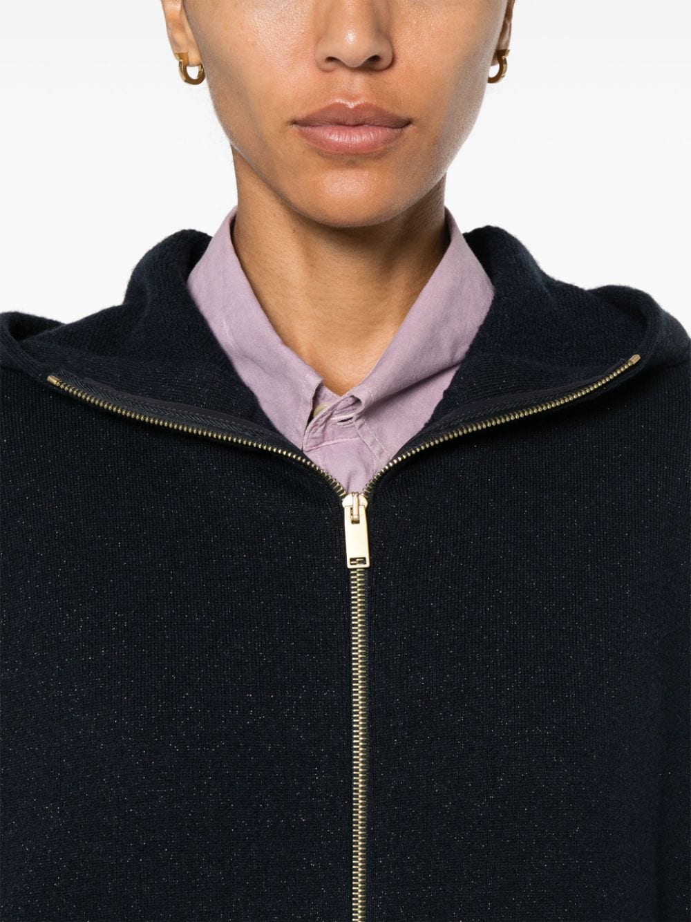 Shop Fabiana Filippi Lurex-detail Hoodie In Blue