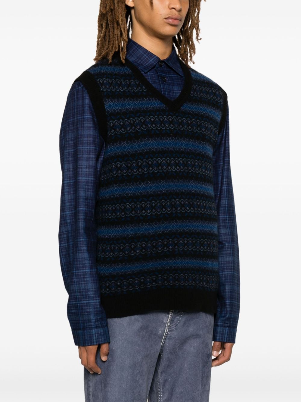 Eric Bompard Jacquard V-neck Vest | Blue | FARFETCH