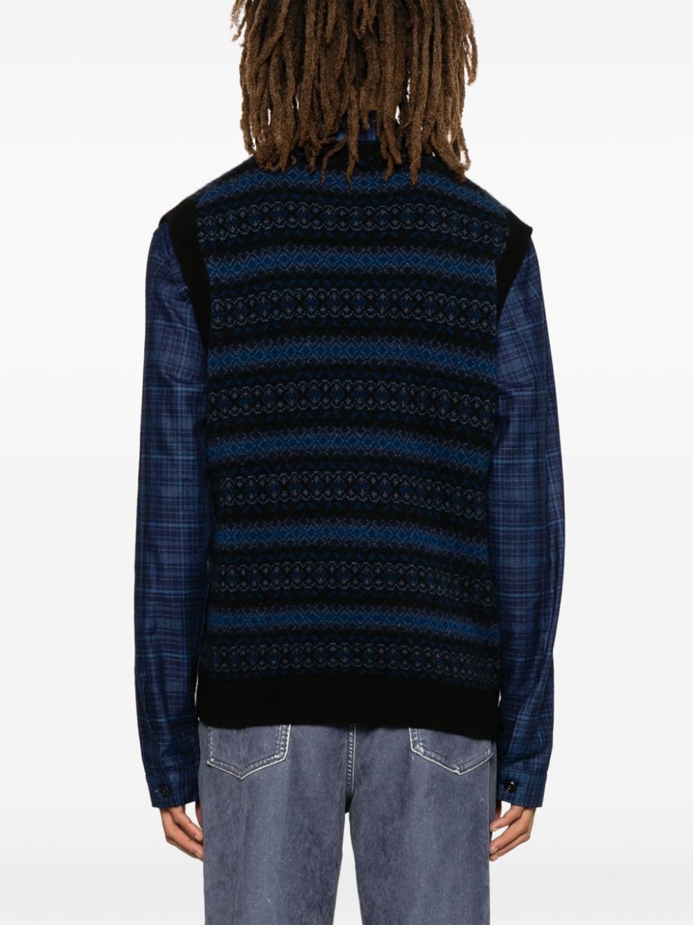 Eric Bompard Jacquard V-neck Vest | Blue | FARFETCH