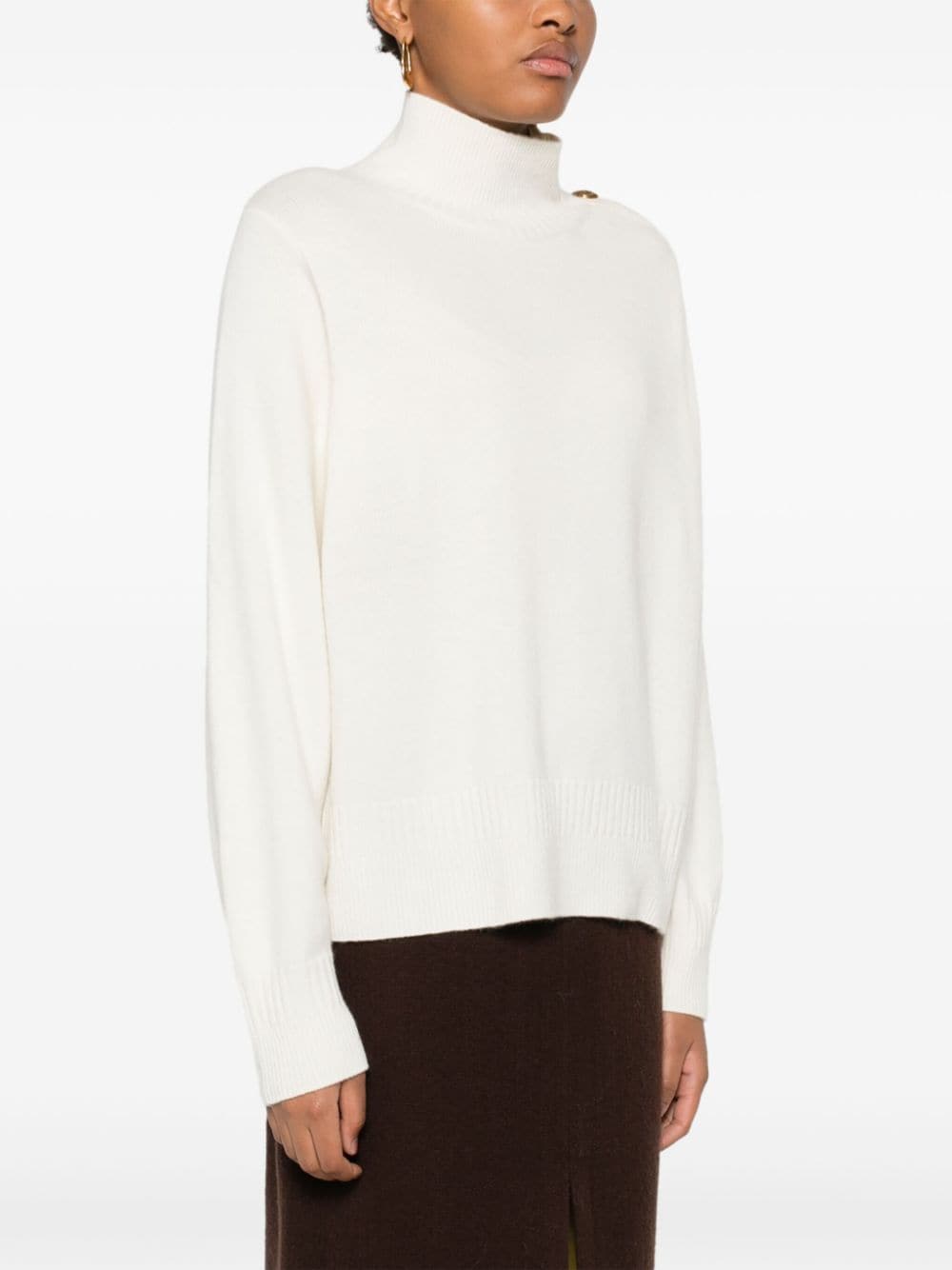 Shop Eric Bompard Guernsey-detail Turtleneck Sweater In White