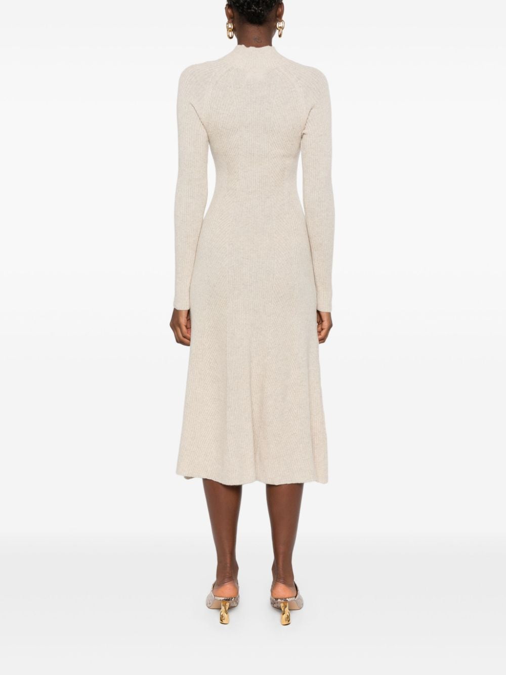 Shop Eric Bompard Ribbed Midi Dress In Nude