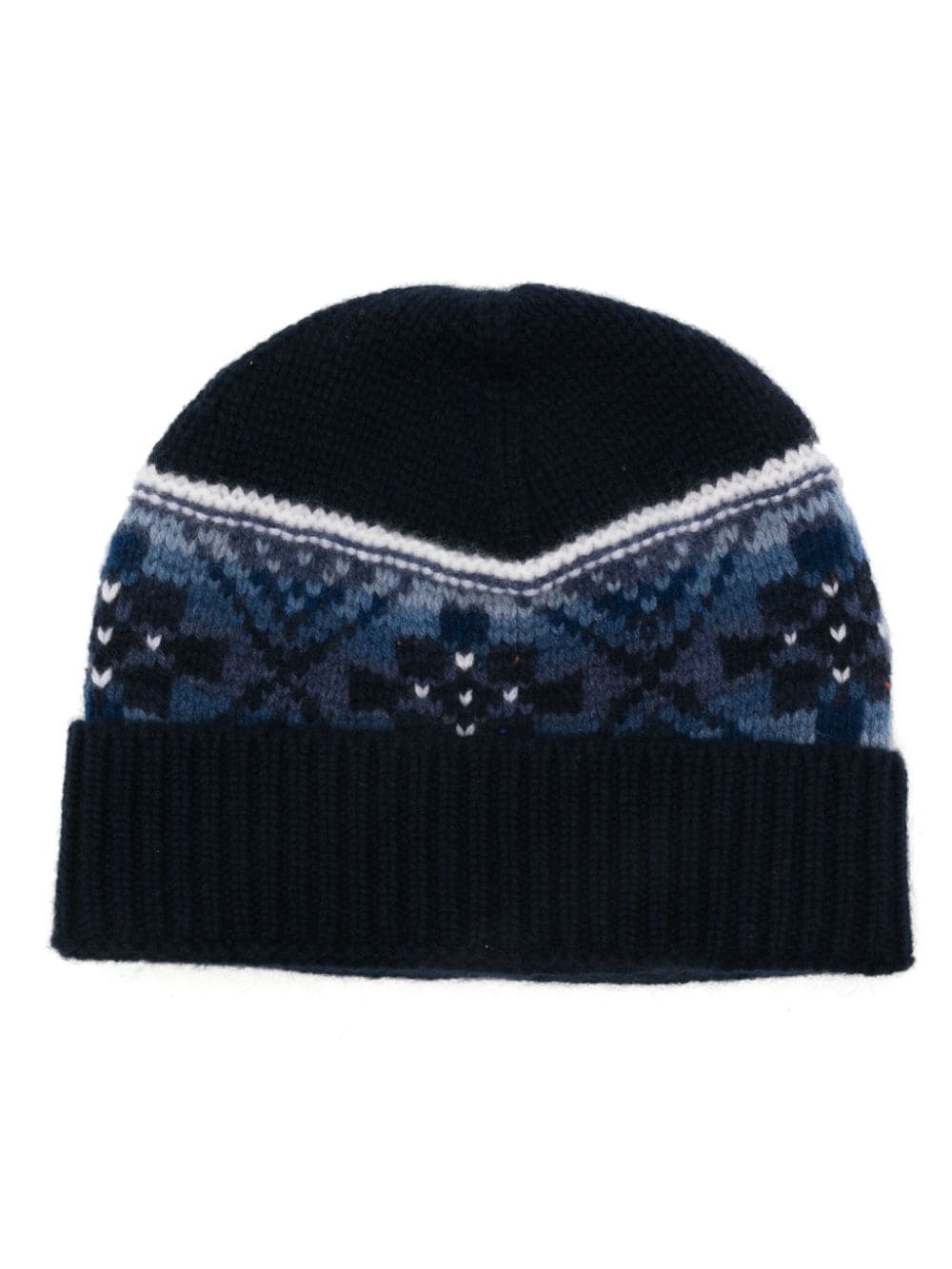 Shop Eric Bompard Fair Isle Beanie Hat In 蓝色