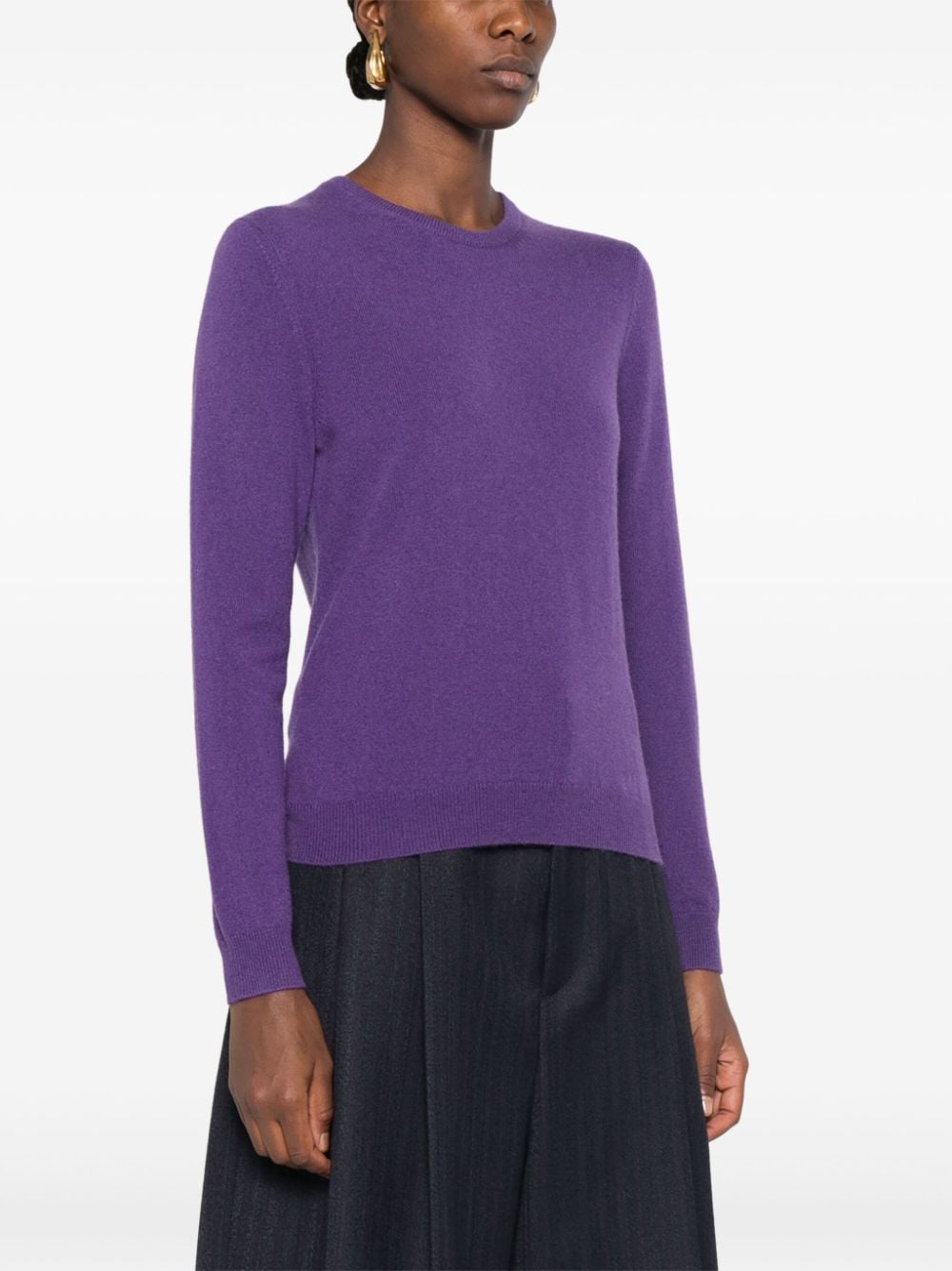 Shop Eric Bompard Classic Round-neck Sweater In Purple