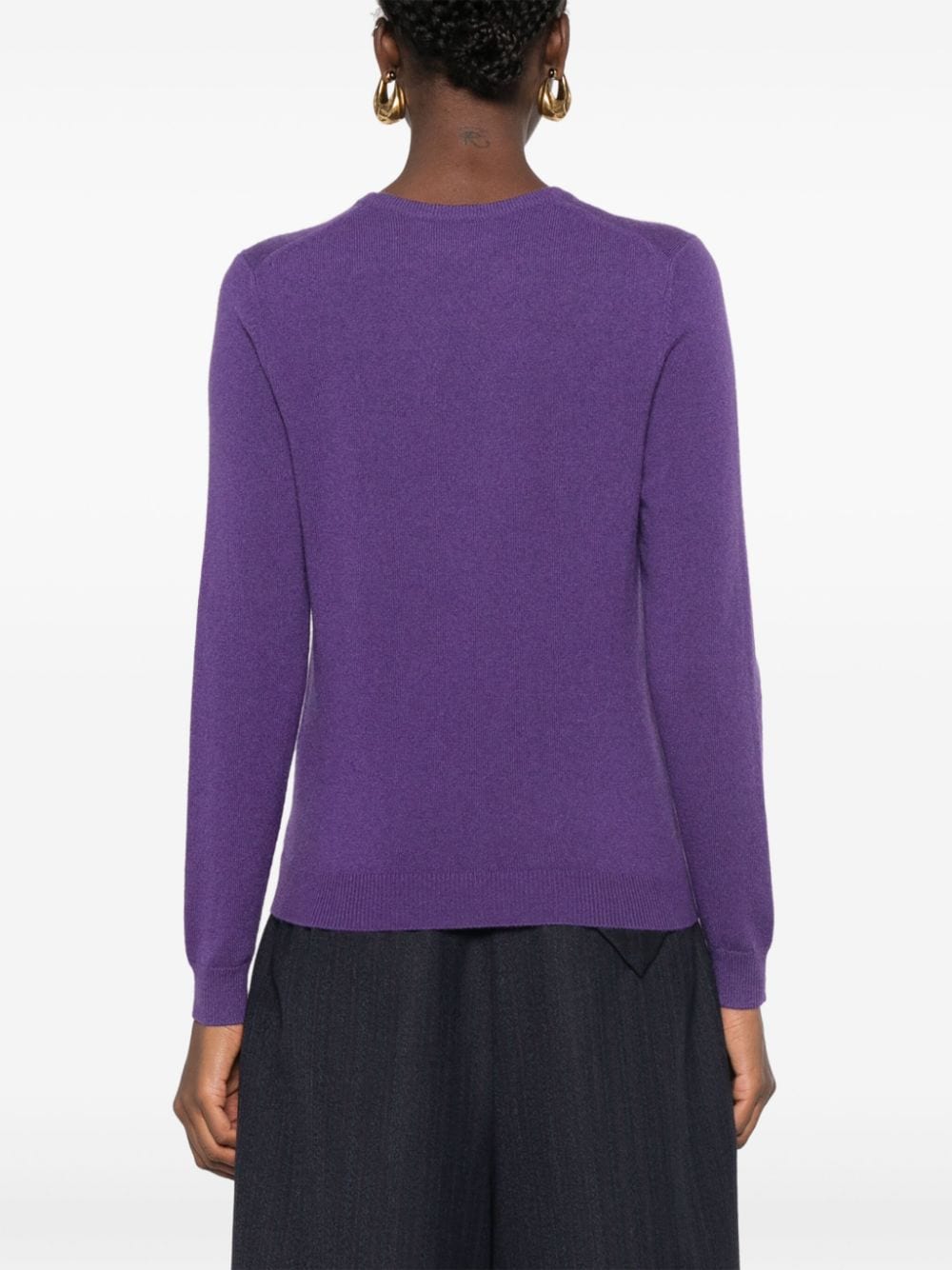 Shop Eric Bompard Classic Round-neck Sweater In Purple