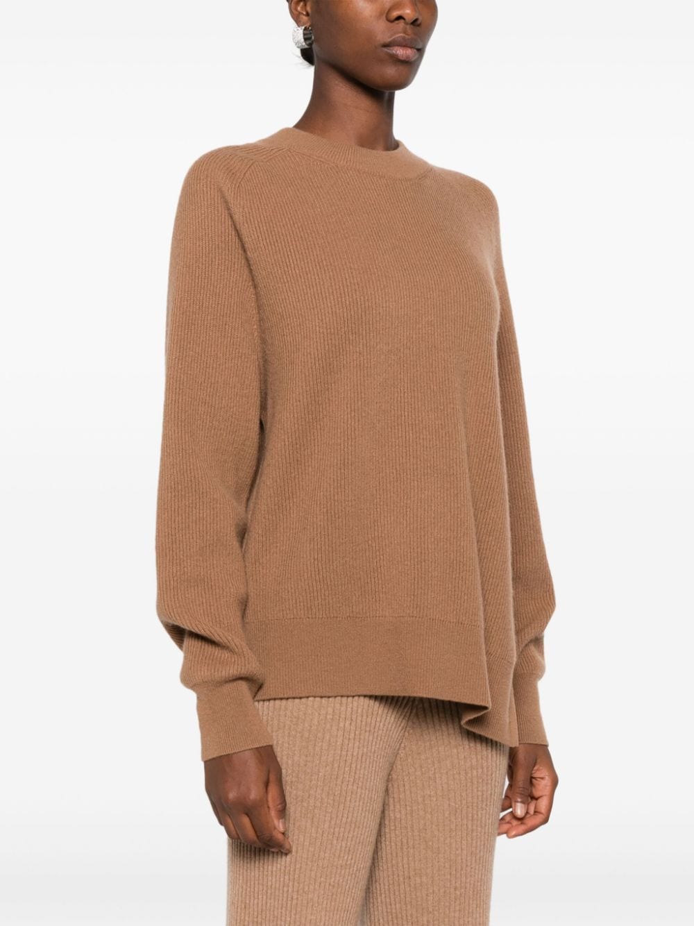 Shop Eric Bompard Asymmetric Round-neck Sweater In Braun