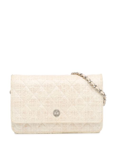 Cheap HOT SALE CHANEL 2012-2013 CC Coated Tweed Wallet On Chain crossbody bag Women