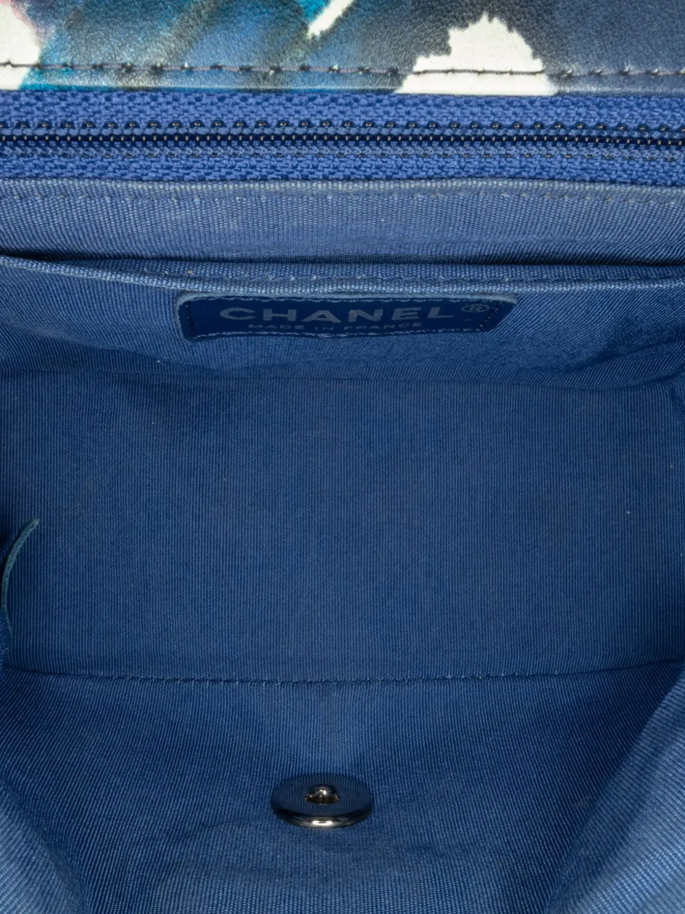 Pre-owned Chanel 2016-2017 Mini Square Classic Calfskin Airline Flap Crossbody Bag In Blue