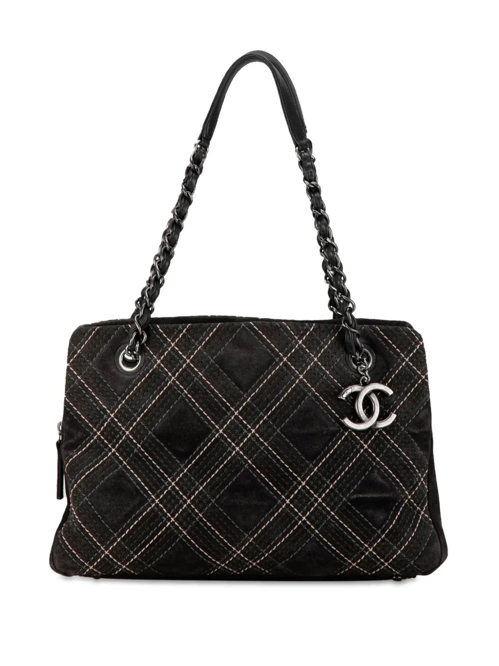 Pre-owned Chanel 2013-2014 Paris-edinburgh Saltire Suede Tote Bag In Grey