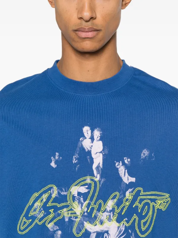 【関税込み】Off-White ブルー Script Mary Skate Tシャツ Off-White Script Mary Tシャツ | ブルー | FARFETCH JP