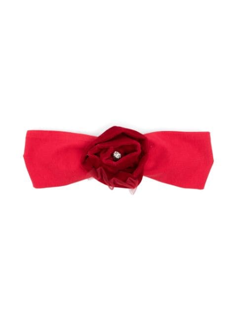 Monnalisa velvet rose-detailed head band