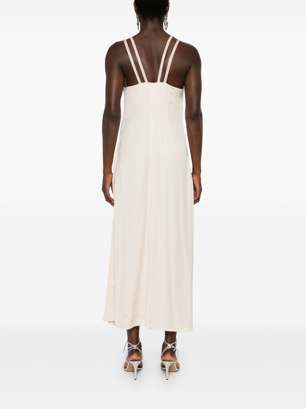 Shop Peserico Bead-embellished Midi Dress In Neutrals