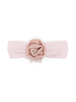 Monnalisa Velvet rose-detailed Head Band | Pink | FARFETCH