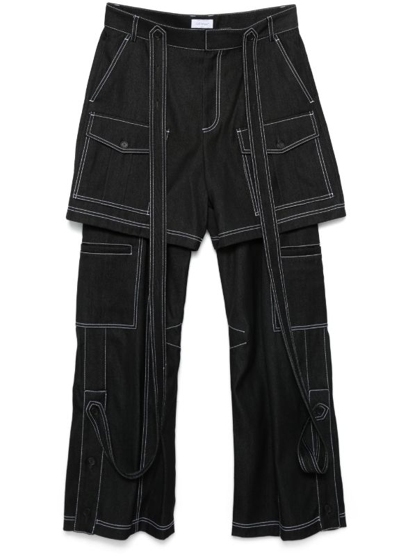 Off-White Stitch Twill Samurai Cargo Trousers | Black | FARFETCH BN