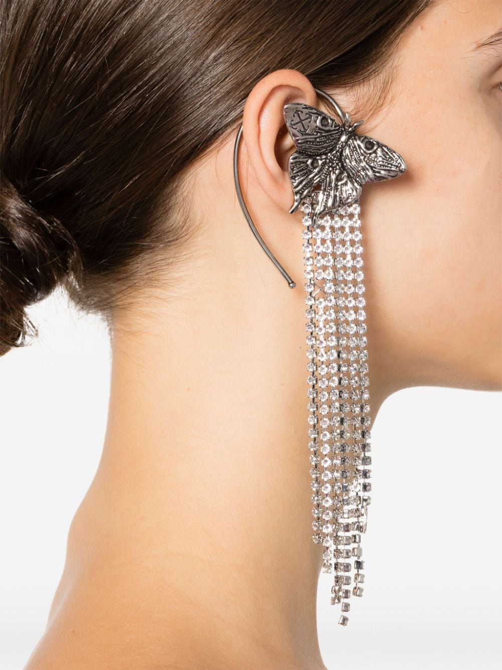 Shop Off-white Butterfly Ear Cuff In Silver