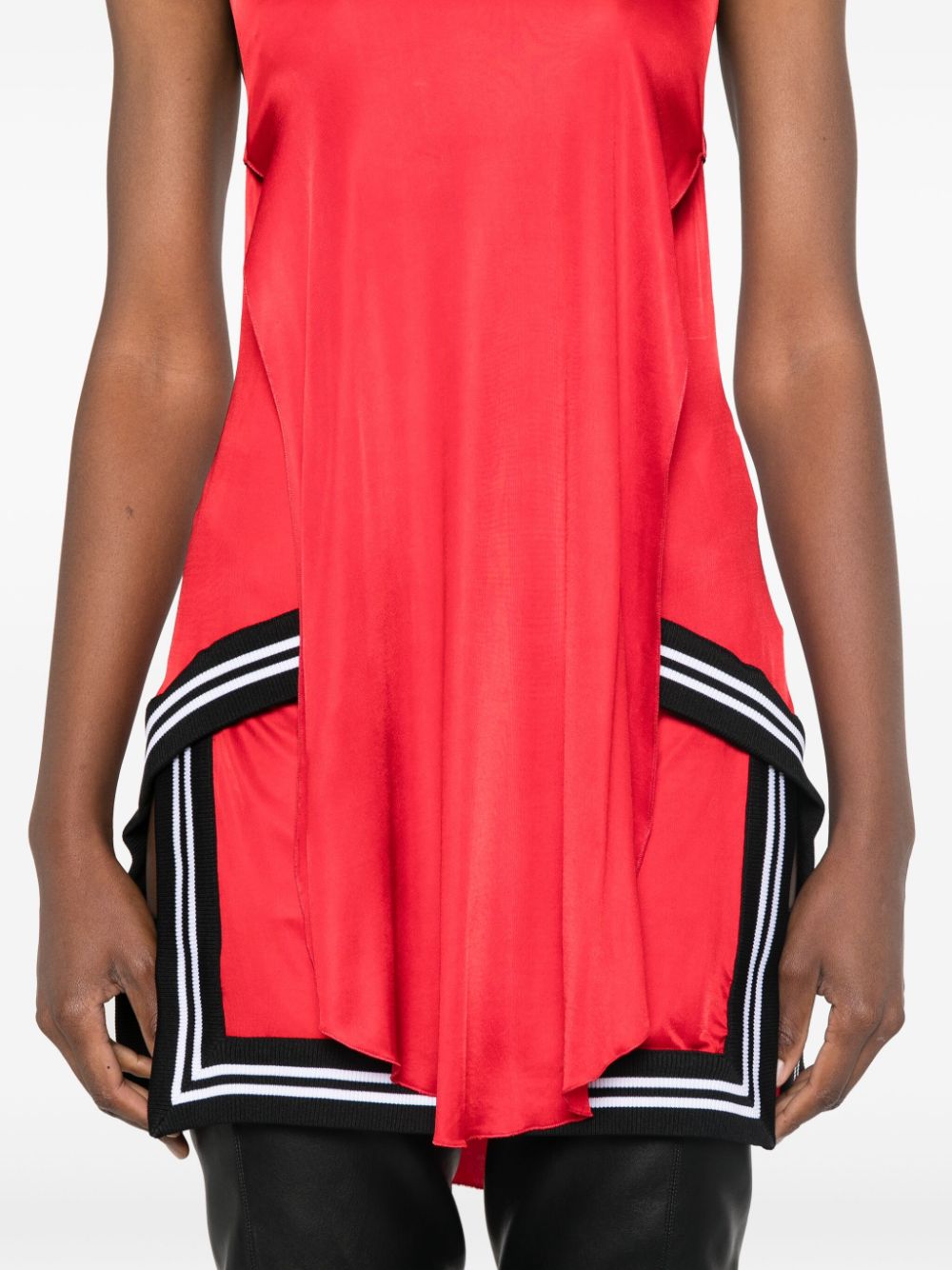 Shop Off-white Satin Mini Dress In Red