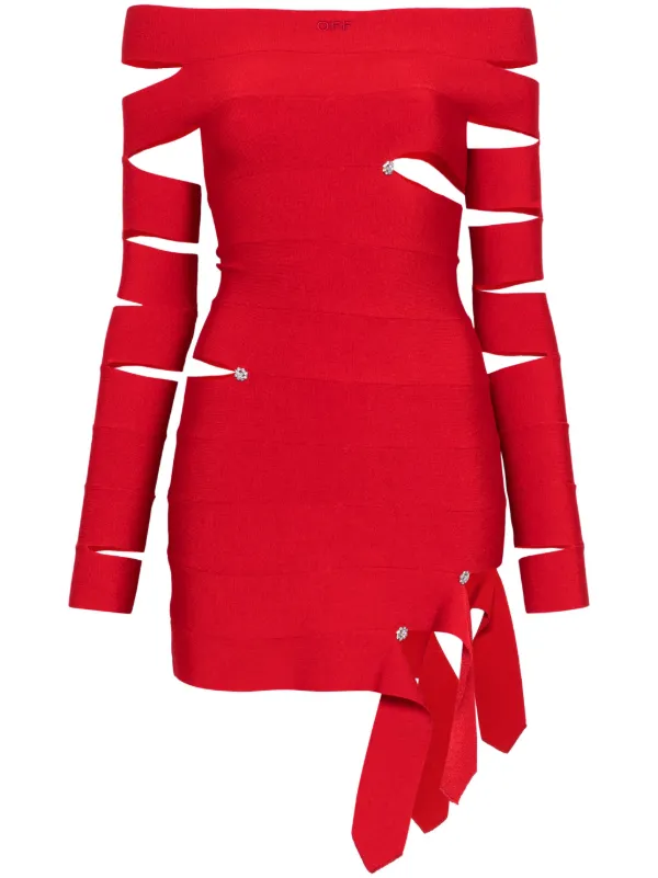 Off-White crystal-embellished Mini Dress | Red | FARFETCH