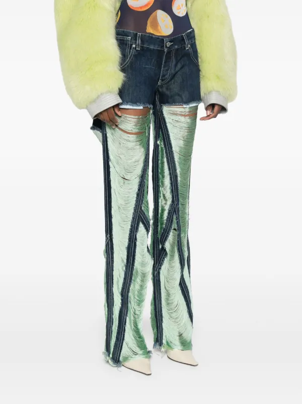 Off-White ダメージ ジーンズ | ブルー | FARFETCH JP