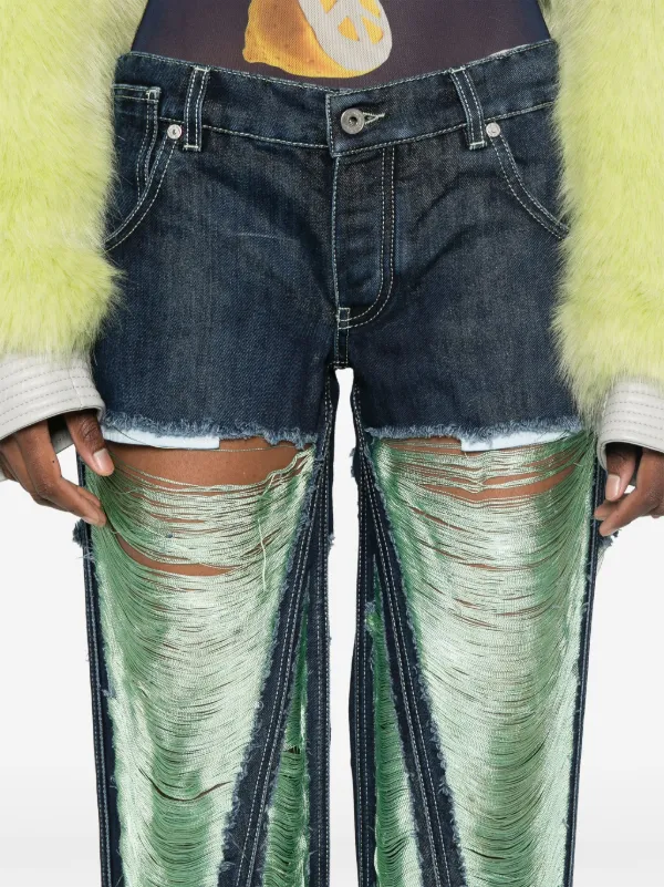 Off-White ダメージ ジーンズ | ブルー | FARFETCH JP