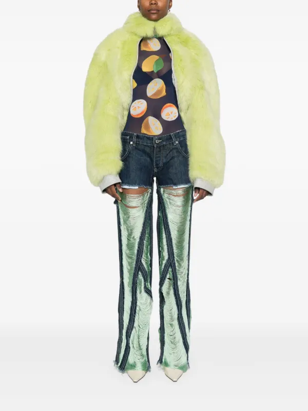 m*9様 OFF-WHITE ペイント ダメージ デニムパンツ Off-White ダメージ ジーンズ | ブルー | FARFETCH JP