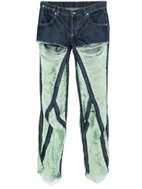 Off-White ダメージ ジーンズ | ブルー | FARFETCH JP
