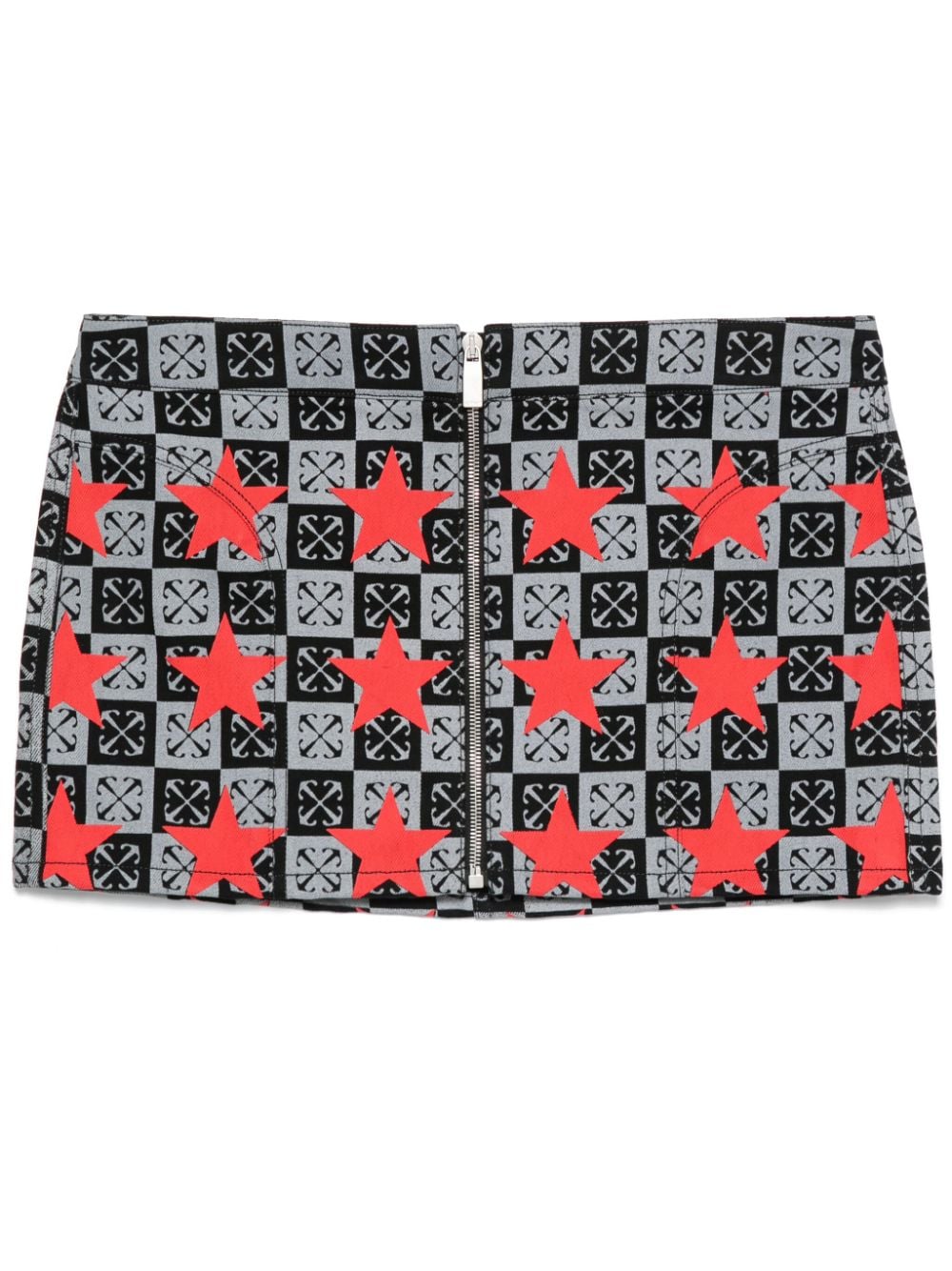 Shop Off-white Star-print Denim Skirt In Black