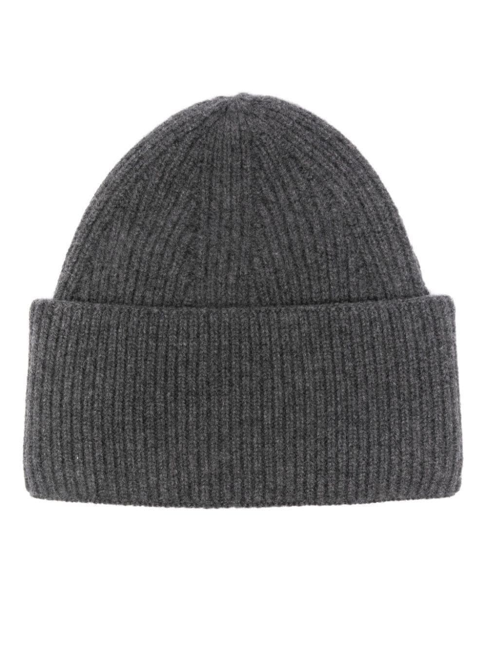 Shop Laneus Ribbed Beanie In Grey