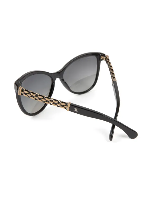 CHANEL Pre-Owned 2000s chain-detail cat-eye Sunglasses | Black