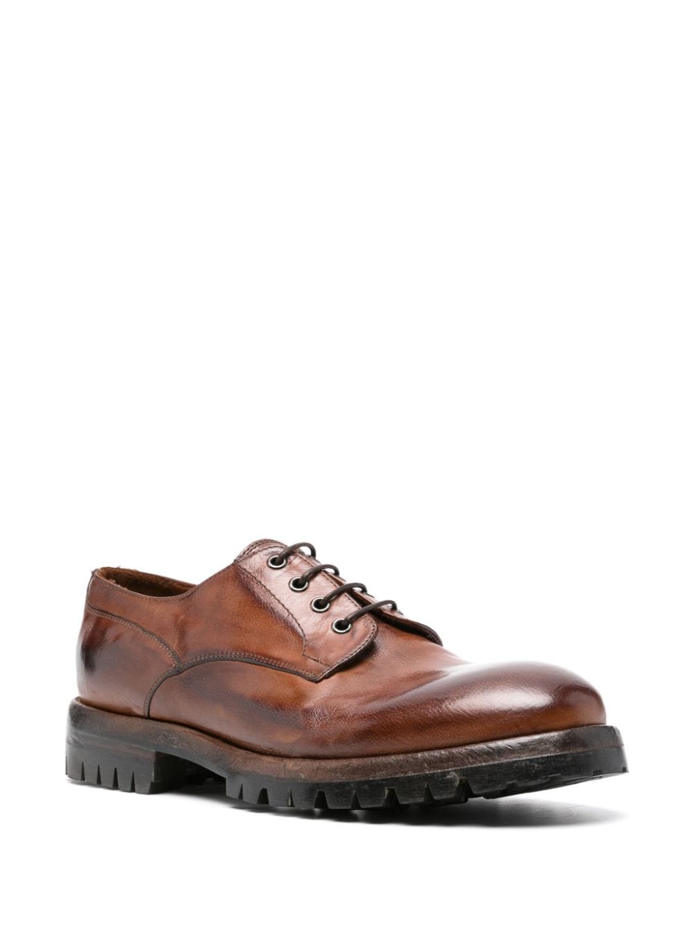 Shop Eleventy Leather Derby Shoes In Braun