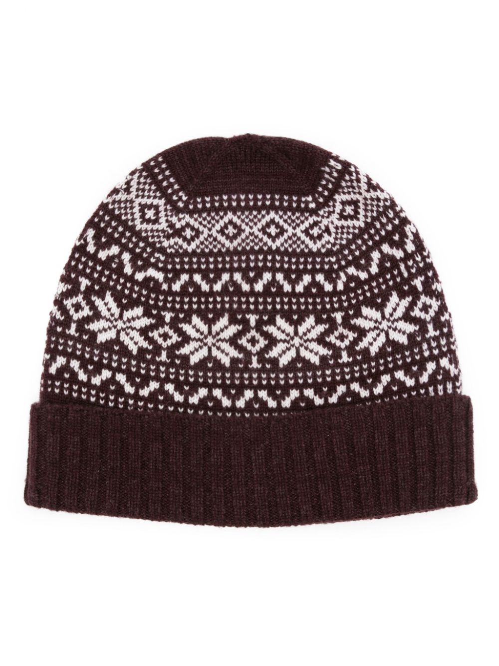 fair isle intarsia-knit beanie