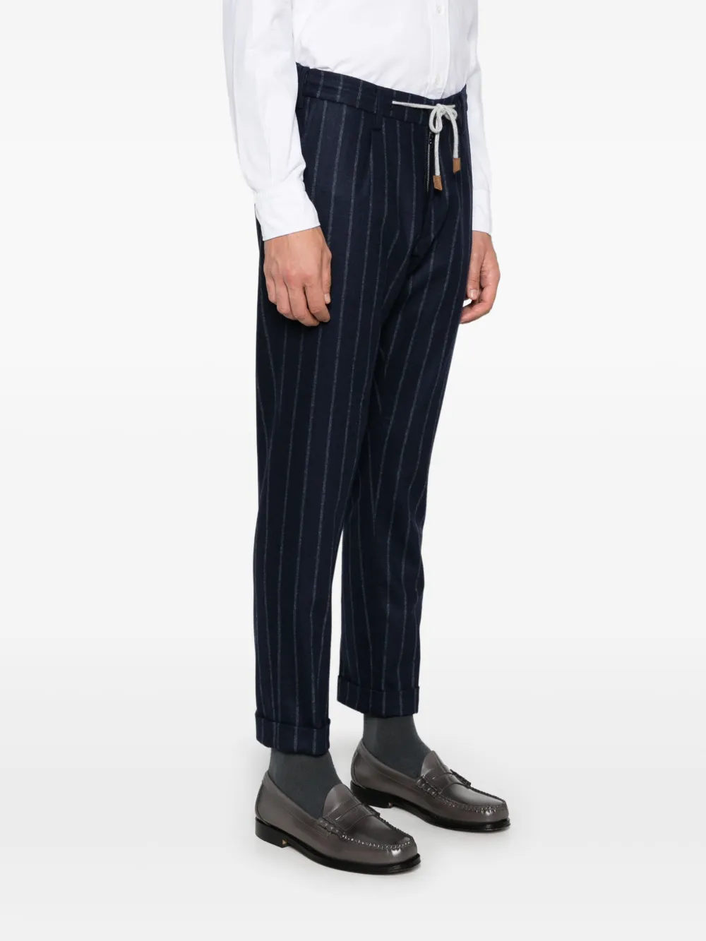 Eleventy Broek met krijtstreep Blauw